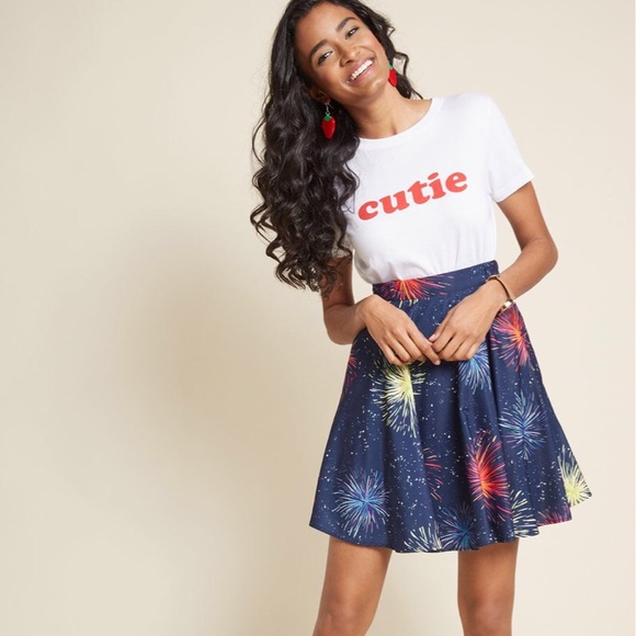 S / ModCloth fireworks New Years skater skirt NWOT - Picture 2 of 6